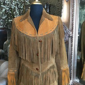 Vintage Pioneer Wear brown leather suede jacket